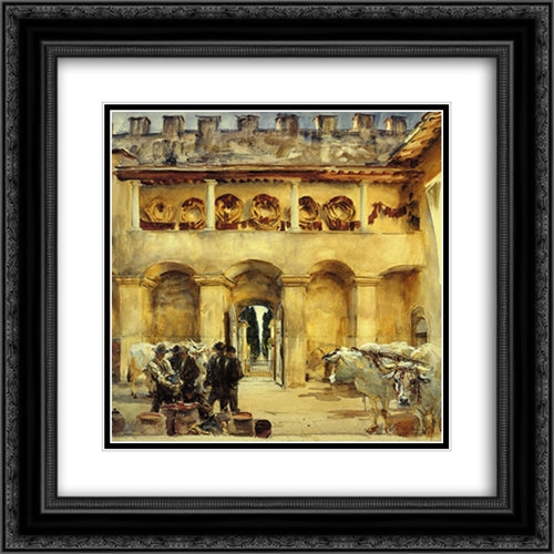 Florence: Torre Galli 20x20 Black Ornate Wood Framed Art Print Poster with Double Matting by Sargent, John Singer