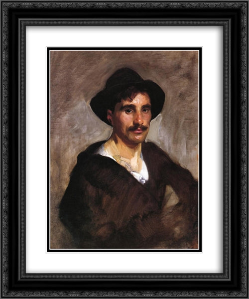 Gondolier 20x24 Black Ornate Wood Framed Art Print Poster with Double Matting by Sargent, John Singer