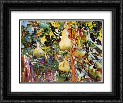 Gourds 24x20 Black Ornate Wood Framed Art Print Poster with Double Matting by Sargent, John Singer