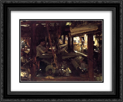 Granada: The Weavers 24x20 Black Ornate Wood Framed Art Print Poster with Double Matting by Sargent, John Singer