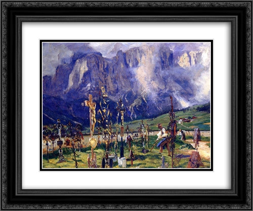 Graveyard in the Tyrol 24x20 Black Ornate Wood Framed Art Print Poster with Double Matting by Sargent, John Singer