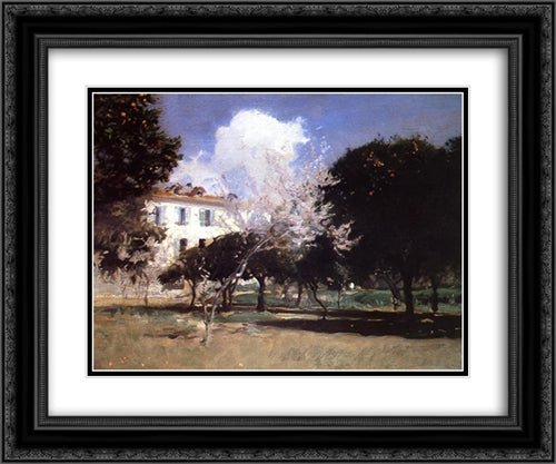 House and Garden 24x20 Black Ornate Wood Framed Art Print Poster with Double Matting by Sargent, John Singer