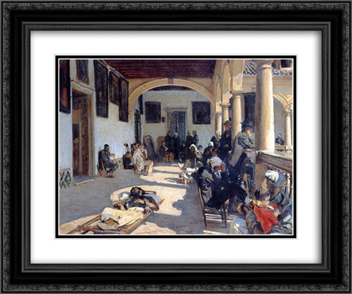 Hospital at Granada 24x20 Black Ornate Wood Framed Art Print Poster with Double Matting by Sargent, John Singer