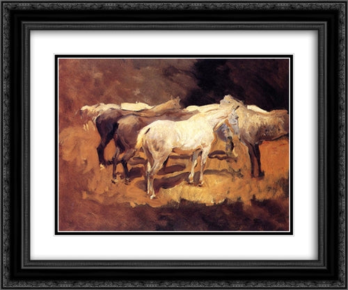 Horses at Palma 24x20 Black Ornate Wood Framed Art Print Poster with Double Matting by Sargent, John Singer