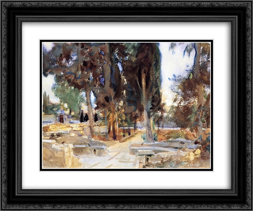 Jerusalem 24x20 Black Ornate Wood Framed Art Print Poster with Double Matting by Sargent, John Singer