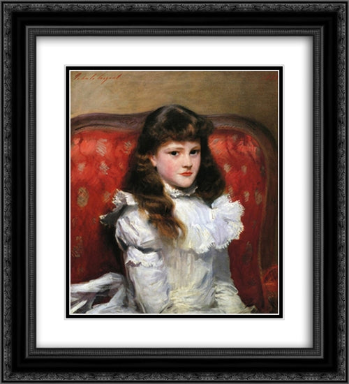 Miss Cara Burch 20x22 Black Ornate Wood Framed Art Print Poster with Double Matting by Sargent, John Singer