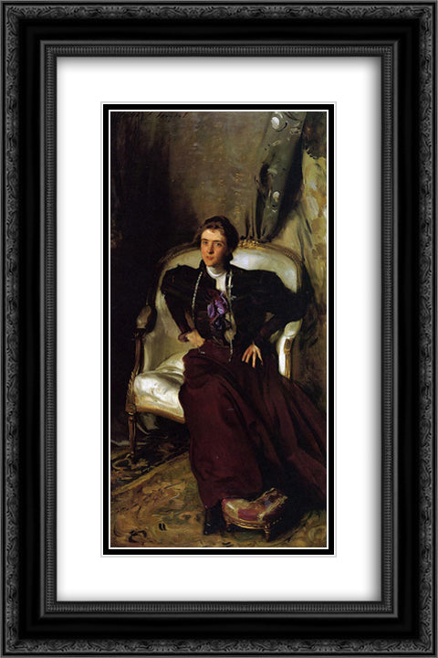 Mrs Charles Thursby 16x24 Black Ornate Wood Framed Art Print Poster with Double Matting by Sargent, John Singer