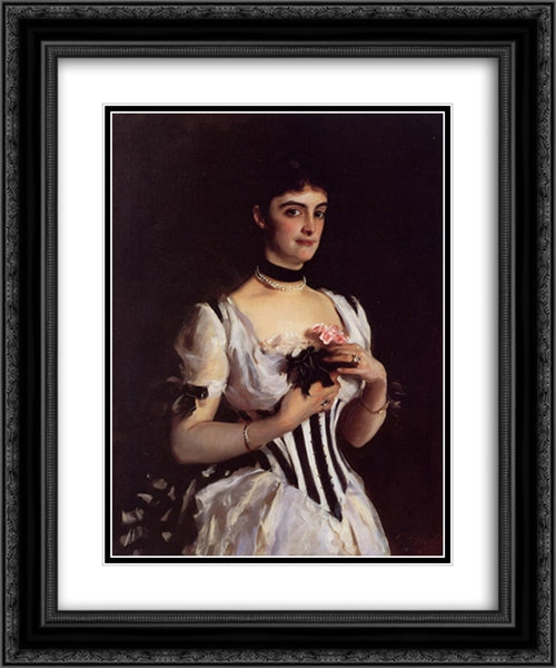 Mrs. Winton Phipps 20x24 Black Ornate Wood Framed Art Print Poster with Double Matting by Sargent, John Singer