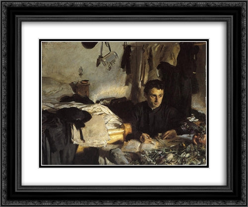 Padre Sebastiano 24x20 Black Ornate Wood Framed Art Print Poster with Double Matting by Sargent, John Singer