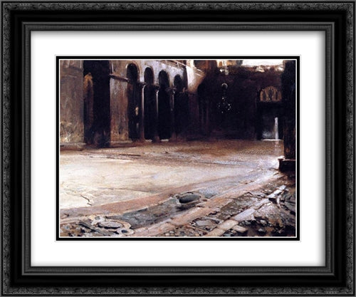 Pavement of St. Mark's 24x20 Black Ornate Wood Framed Art Print Poster with Double Matting by Sargent, John Singer