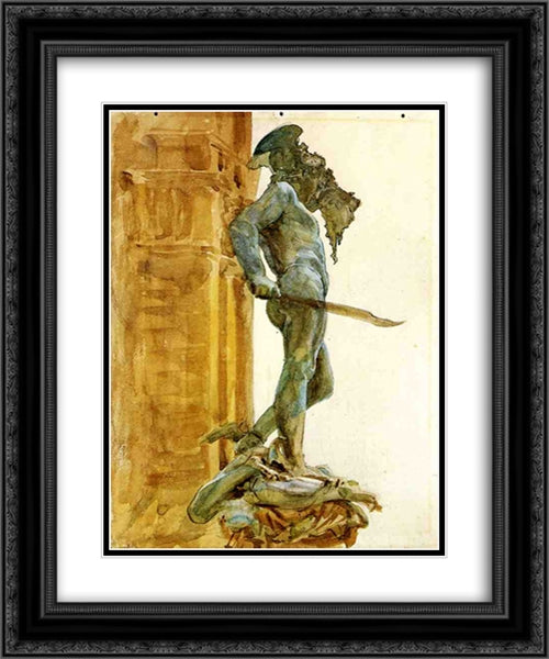 Perseus, Florence 20x24 Black Ornate Wood Framed Art Print Poster with Double Matting by Sargent, John Singer