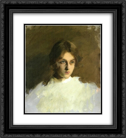 Portrait of Edith French 20x22 Black Ornate Wood Framed Art Print Poster with Double Matting by Sargent, John Singer