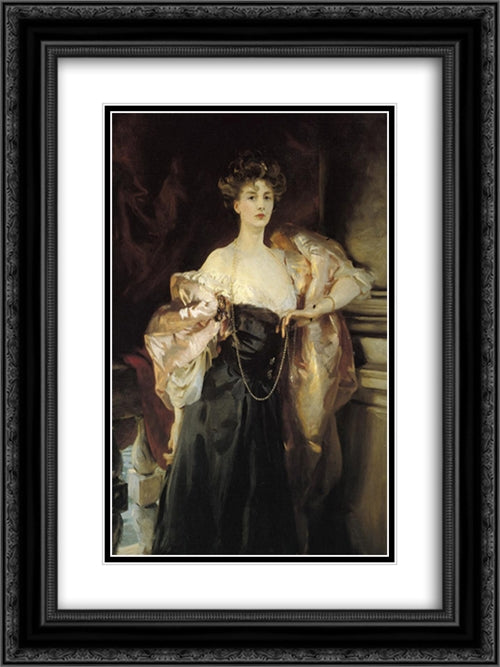 Portrait of Lady Helen Vincent, Viscountess d'Abernon 18x24 Black Ornate Wood Framed Art Print Poster with Double Matting by Sargent, John Singer