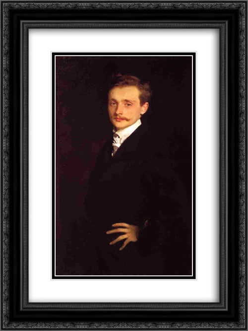 Portrait of Leon Delafosse 18x24 Black Ornate Wood Framed Art Print Poster with Double Matting by Sargent, John Singer