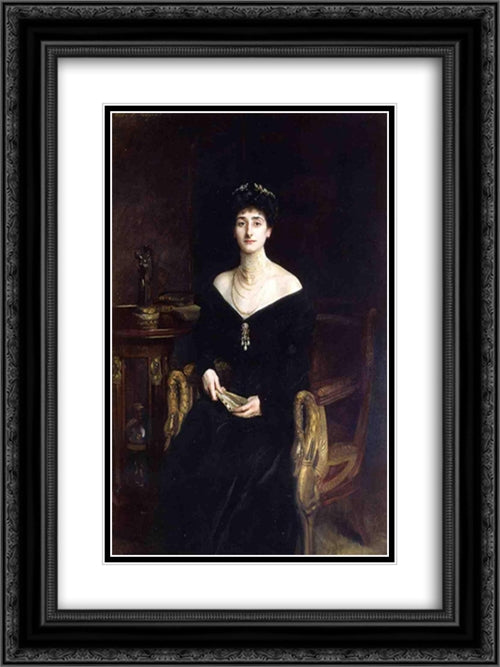 Portrait of Mrs. Ernest G. Raphael, nee Florence Cecilia Sassoon 18x24 Black Ornate Wood Framed Art Print Poster with Double Matting by Sargent, John Singer