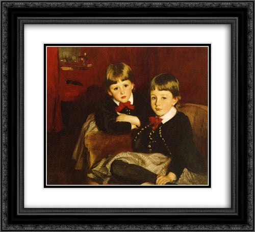 Portrait of Two Children 22x20 Black Ornate Wood Framed Art Print Poster with Double Matting by Sargent, John Singer