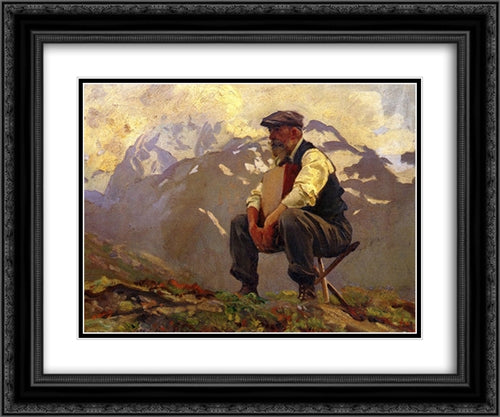 Reconnoitering 24x20 Black Ornate Wood Framed Art Print Poster with Double Matting by Sargent, John Singer