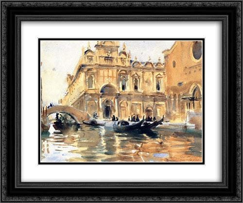 Rio dei Mendicanti 24x20 Black Ornate Wood Framed Art Print Poster with Double Matting by Sargent, John Singer