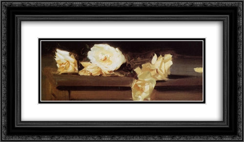 Roses 24x14 Black Ornate Wood Framed Art Print Poster with Double Matting by Sargent, John Singer