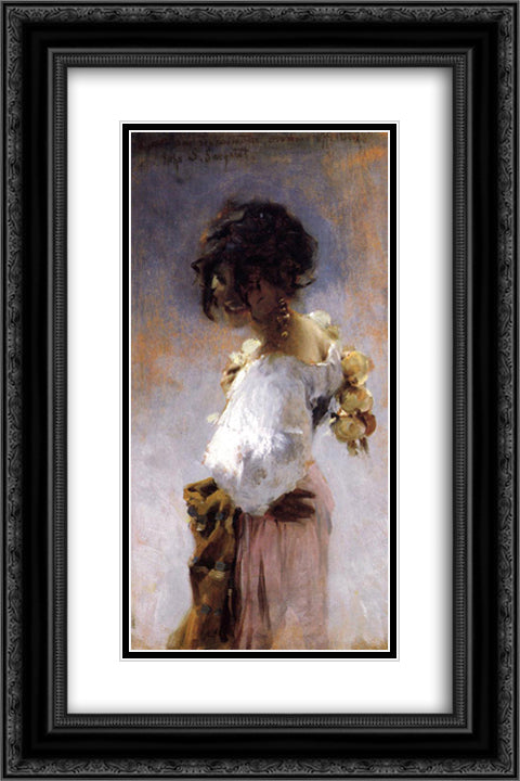 Rosina 16x24 Black Ornate Wood Framed Art Print Poster with Double Matting by Sargent, John Singer