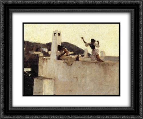 Rosina, Capri 24x20 Black Ornate Wood Framed Art Print Poster with Double Matting by Sargent, John Singer