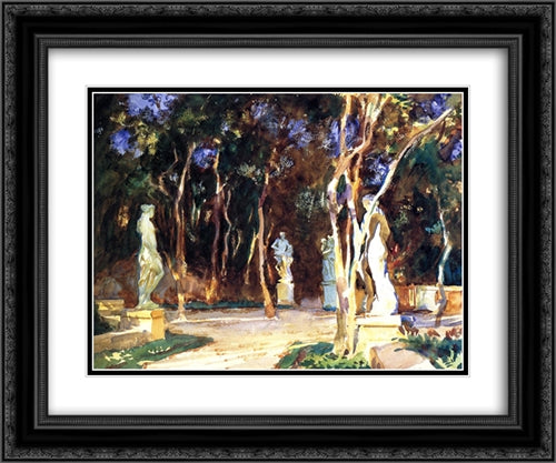 Shady Paths 24x20 Black Ornate Wood Framed Art Print Poster with Double Matting by Sargent, John Singer