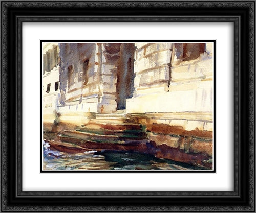 Steps of a Palace 24x20 Black Ornate Wood Framed Art Print Poster with Double Matting by Sargent, John Singer