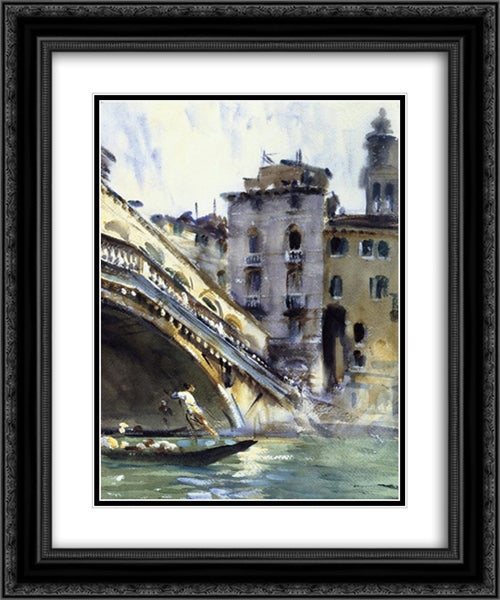 The Rialto: Venice 20x24 Black Ornate Wood Framed Art Print Poster with Double Matting by Sargent, John Singer