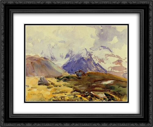 The Simplon 24x20 Black Ornate Wood Framed Art Print Poster with Double Matting by Sargent, John Singer