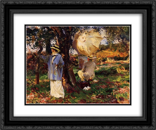 The Sketchers 24x20 Black Ornate Wood Framed Art Print Poster with Double Matting by Sargent, John Singer