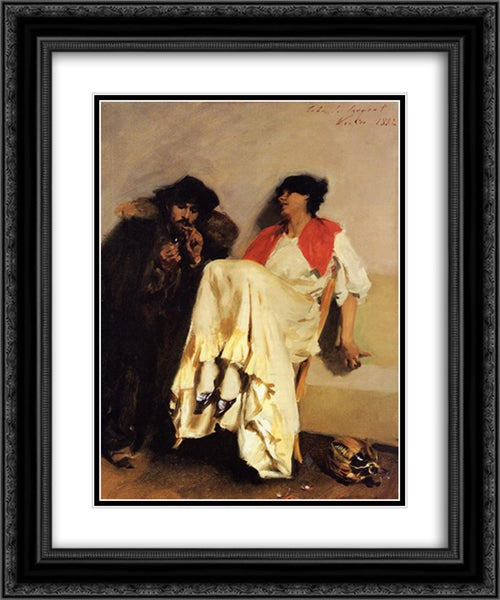 The Sulphur Match 20x24 Black Ornate Wood Framed Art Print Poster with Double Matting by Sargent, John Singer