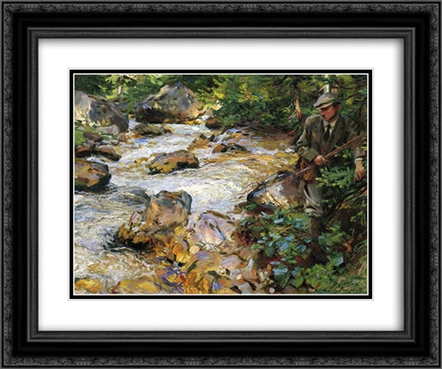 Trout Stream in the Tyrol 24x20 Black Ornate Wood Framed Art Print Poster with Double Matting by Sargent, John Singer