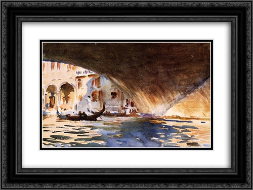 Under the Rialto Bridge 24x18 Black Ornate Wood Framed Art Print Poster with Double Matting by Sargent, John Singer