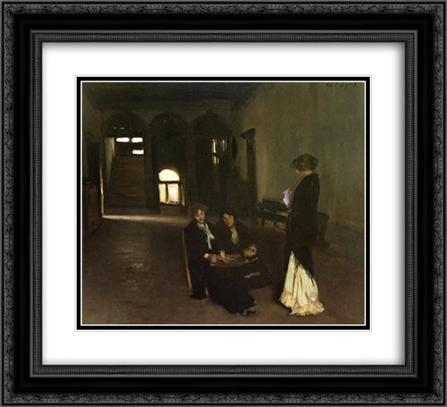 Venetian Bead Stringers 22x20 Black Ornate Wood Framed Art Print Poster with Double Matting by Sargent, John Singer