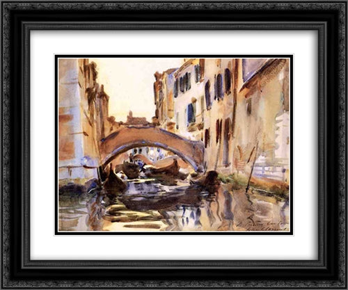 Venetian Canal 24x20 Black Ornate Wood Framed Art Print Poster with Double Matting by Sargent, John Singer