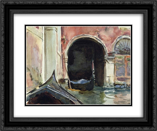 Venetian Canal 24x20 Black Ornate Wood Framed Art Print Poster with Double Matting by Sargent, John Singer