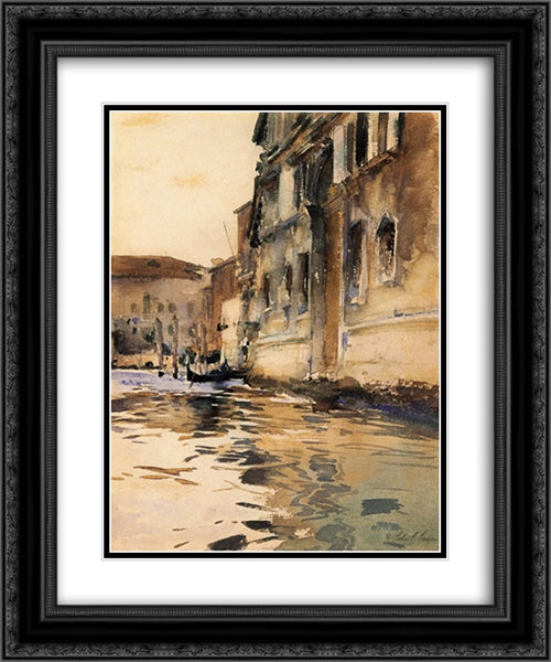 Venetian Canal, Palazzo Corner 20x24 Black Ornate Wood Framed Art Print Poster with Double Matting by Sargent, John Singer