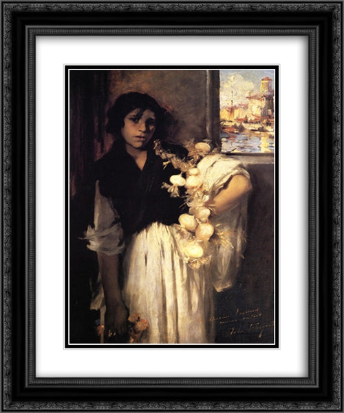 Venetian Onion Seller 20x24 Black Ornate Wood Framed Art Print Poster with Double Matting by Sargent, John Singer