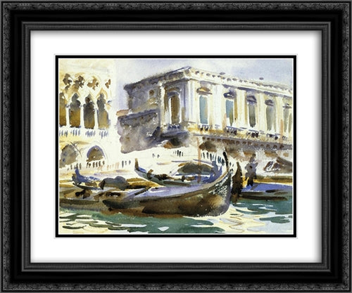 Venice: The Prison 24x20 Black Ornate Wood Framed Art Print Poster with Double Matting by Sargent, John Singer