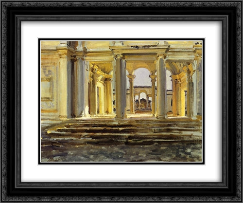 Villa Papa Giulla 24x20 Black Ornate Wood Framed Art Print Poster with Double Matting by Sargent, John Singer