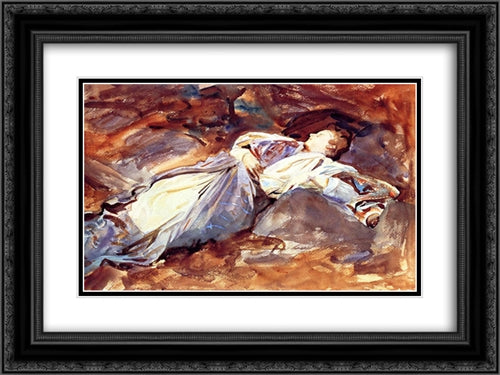 Violet Sleeping 24x18 Black Ornate Wood Framed Art Print Poster with Double Matting by Sargent, John Singer