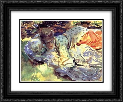 Zuleika 24x20 Black Ornate Wood Framed Art Print Poster with Double Matting by Sargent, John Singer