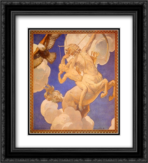 Chiron and Achilles 20x22 Black Ornate Wood Framed Art Print Poster with Double Matting by Sargent, John Singer