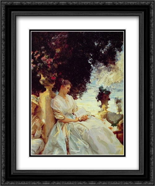 In a Garden: Corfu 20x24 Black Ornate Wood Framed Art Print Poster with Double Matting by Sargent, John Singer