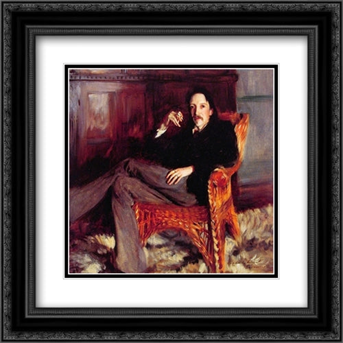 Robert Louis Stevenson 20x20 Black Ornate Wood Framed Art Print Poster with Double Matting by Sargent, John Singer