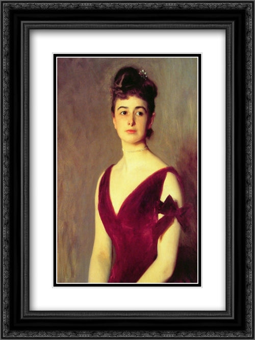 Mrs Charles E. Inches 18x24 Black Ornate Wood Framed Art Print Poster with Double Matting by Sargent, John Singer