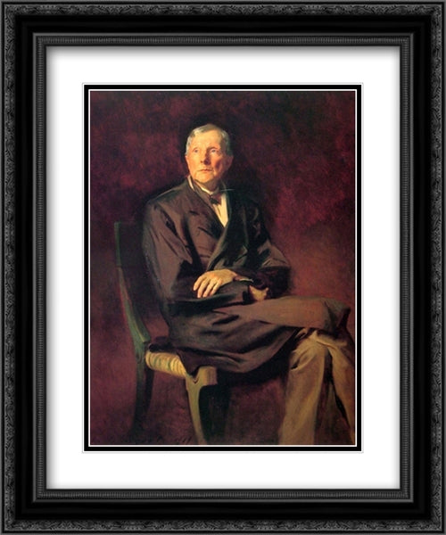 John D. Rockefeller 20x24 Black Ornate Wood Framed Art Print Poster with Double Matting by Sargent, John Singer