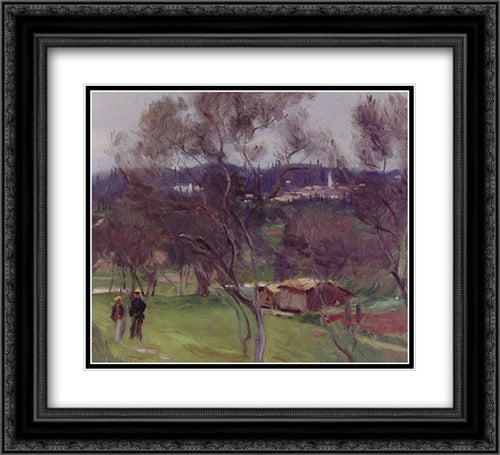 Olive Trees, Corfu 22x20 Black Ornate Wood Framed Art Print Poster with Double Matting by Sargent, John Singer