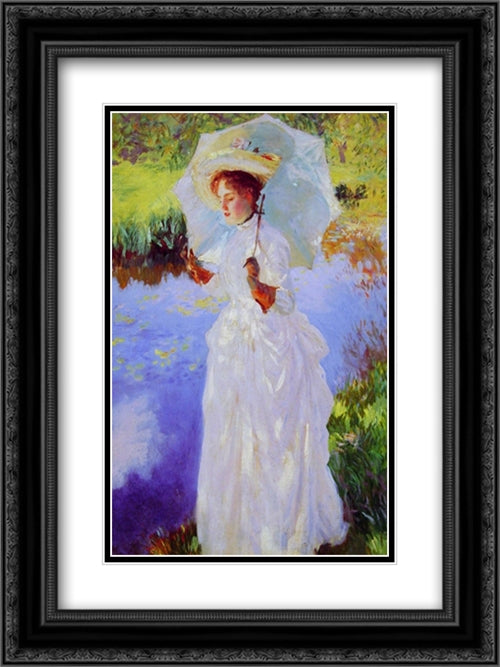 A Morning Walk 18x24 Black Ornate Wood Framed Art Print Poster with Double Matting by Sargent, John Singer