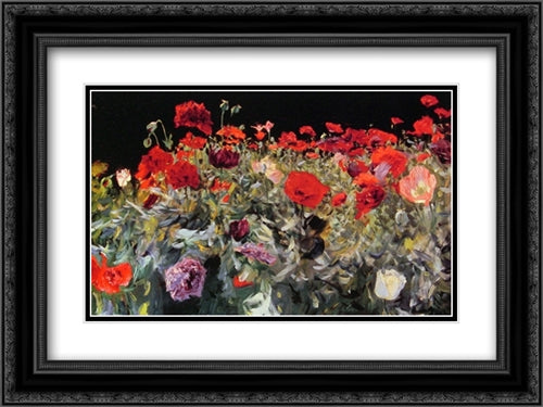 Poppies 24x18 Black Ornate Wood Framed Art Print Poster with Double Matting by Sargent, John Singer